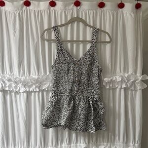 Elegant Black and White Floral Women's Blouse